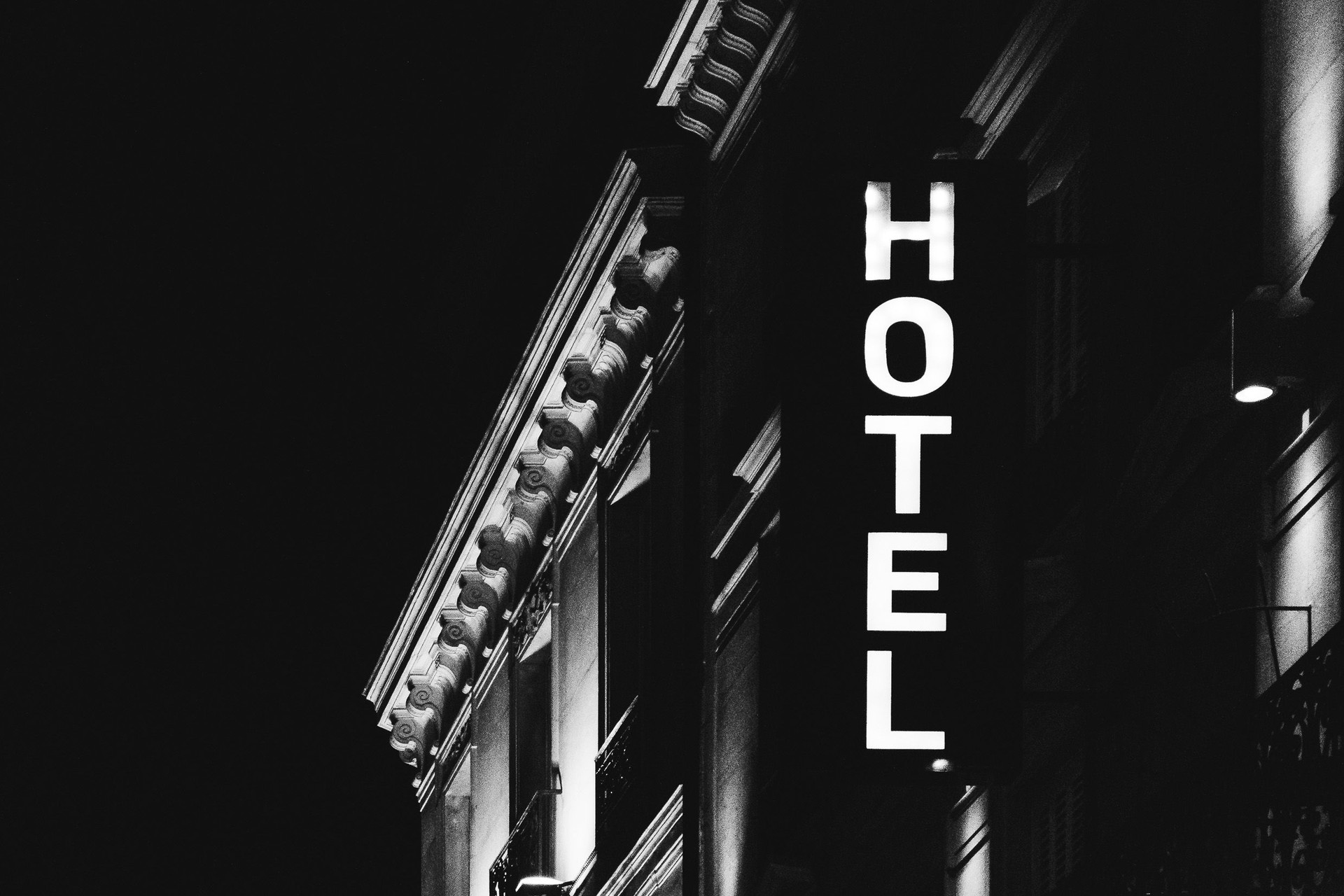 Black and White Hotel Sign in Paris, France