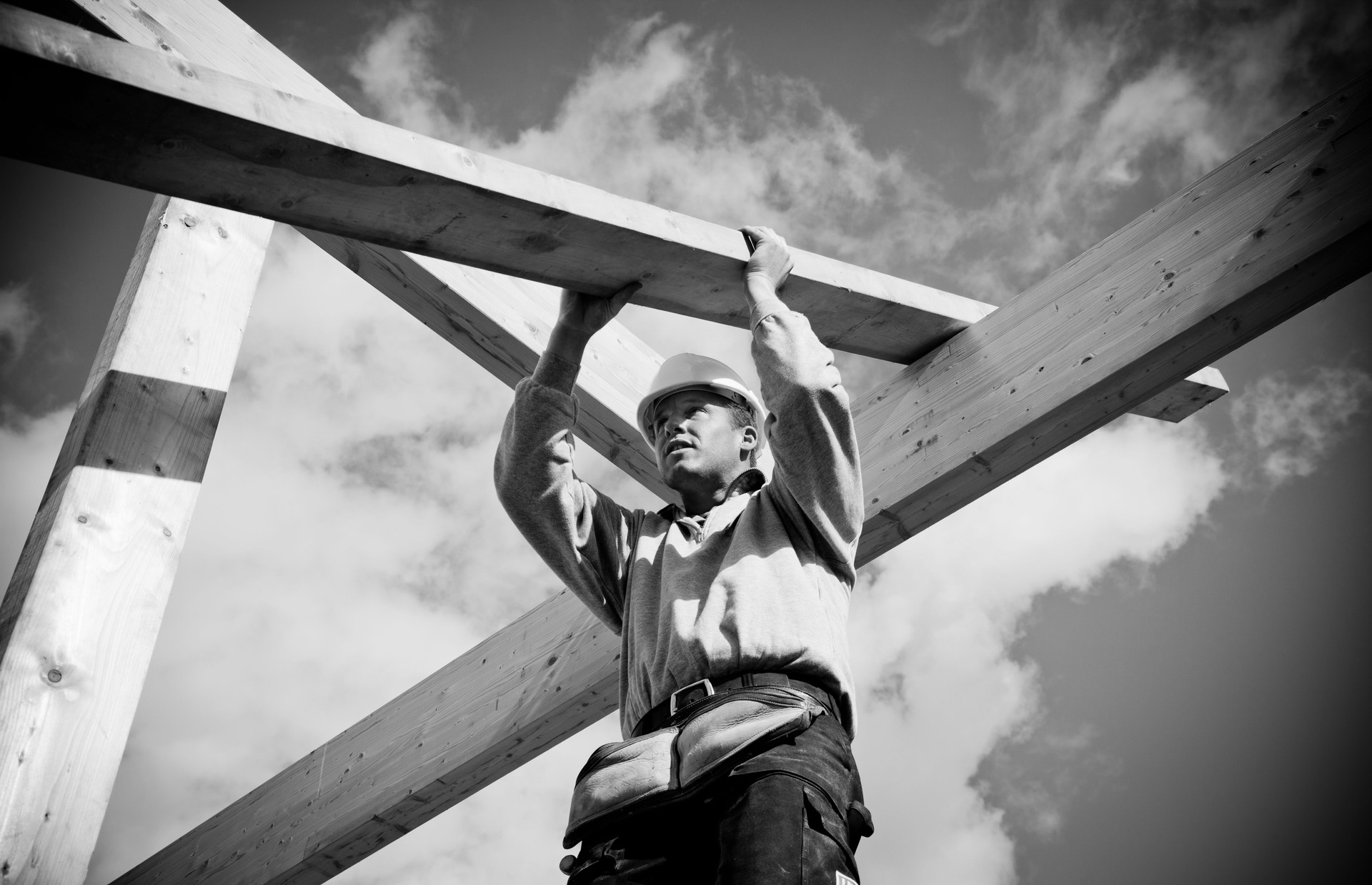 Construction Worker with timber